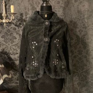 🕷Sequin Faux Fur Cardigan